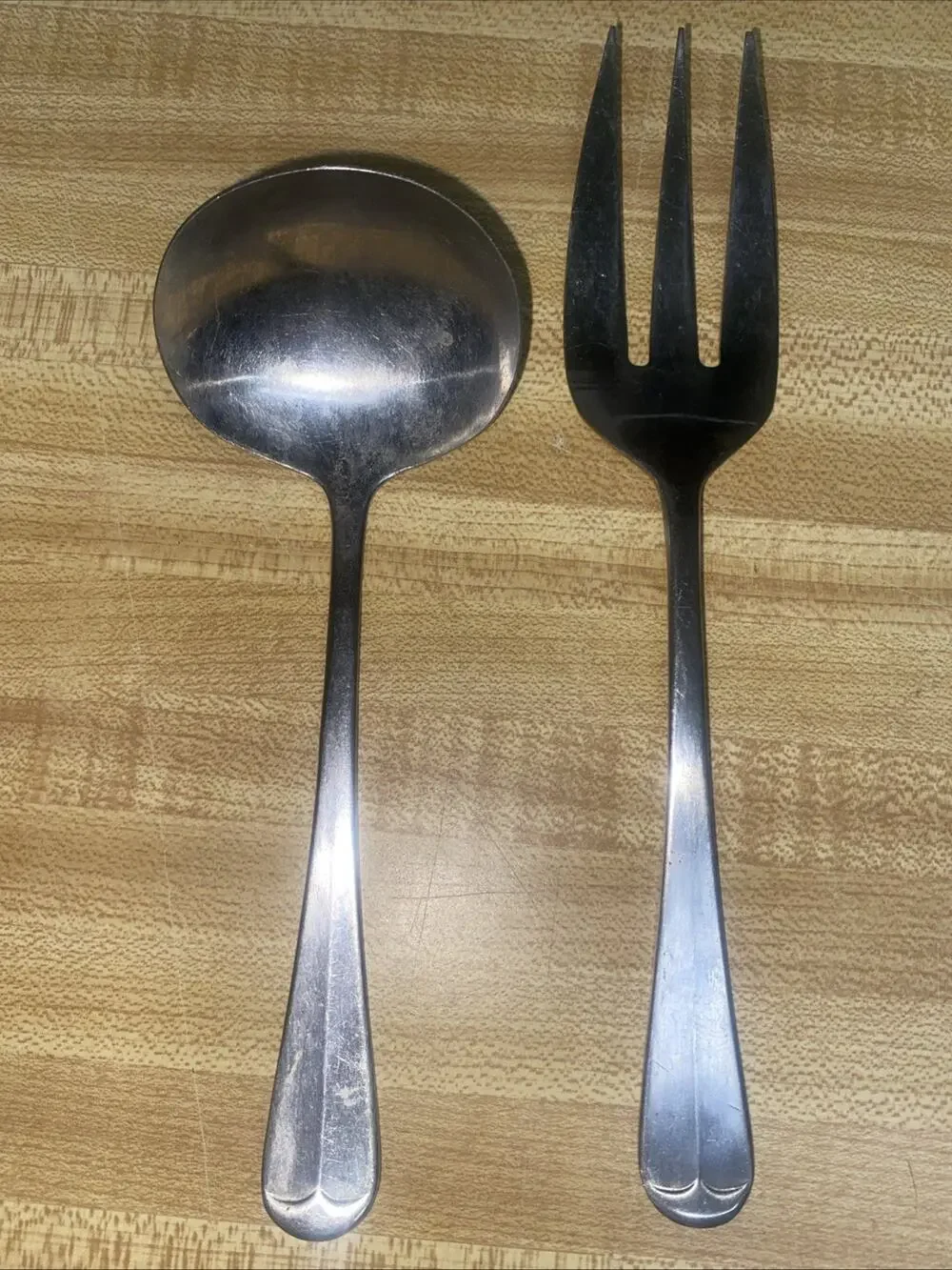 Set Of 2 Oneida Silver Wyndham (Stainless) Flatware Serving Fork & Ladle